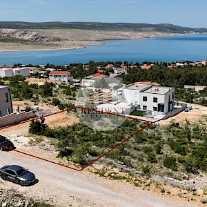 ROVANJSKA građevinsko zemljište 760 m2, pogled na more, BEZ PROVIZIJE